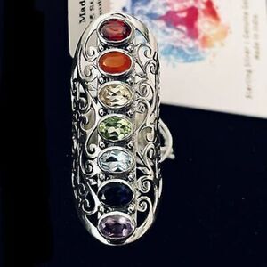 NWT The Seven Chakras Sz 8 Sterling silver fabulous & rare ring made in India